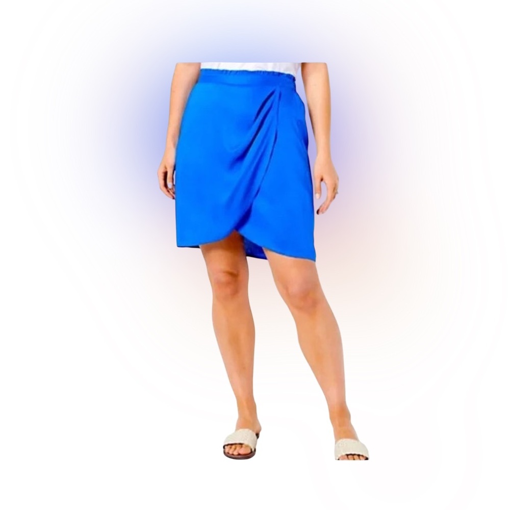 Candace Cameron Bure Cobalt Skirt NWT • Large Petite • Bold Color Feminine Fit